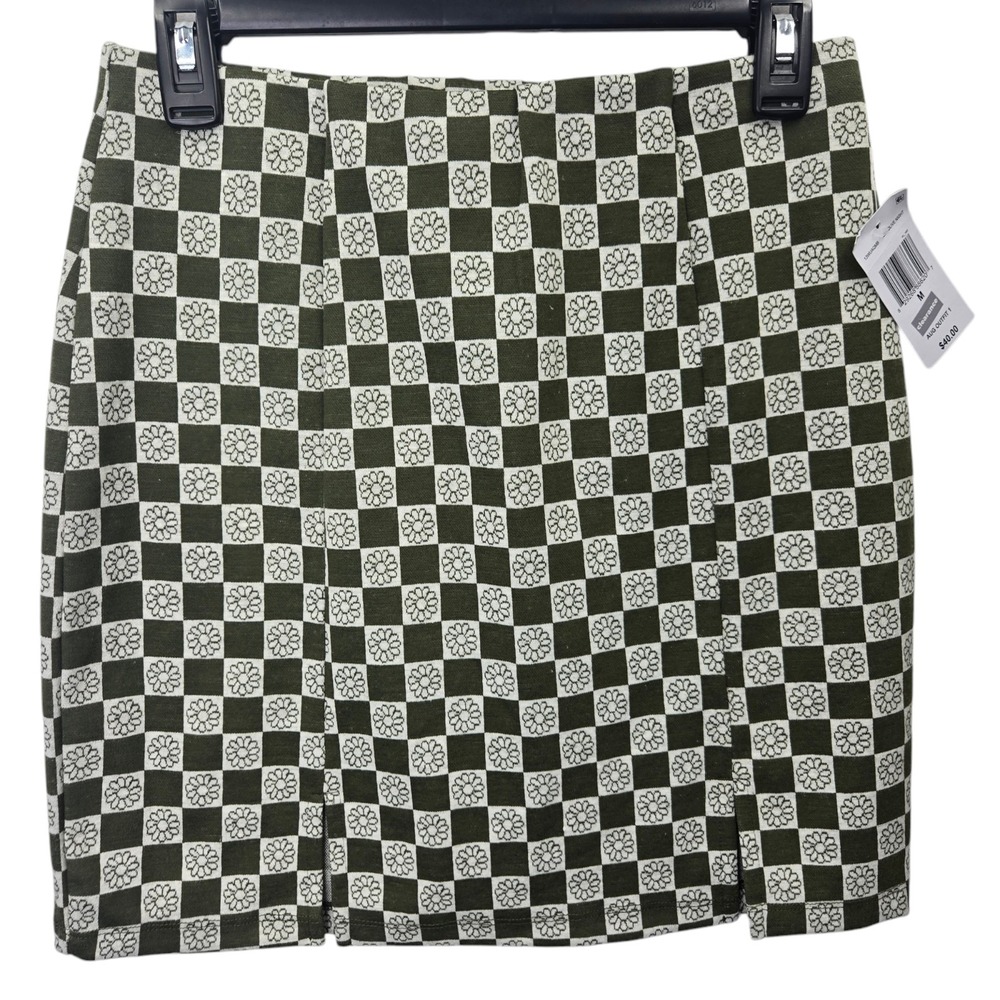 Belle Du Jour Knit A-line Skirt  Womens Size Medium Floral Geometric Green White